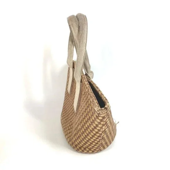 HERMES Panier Bus PM Bag Tote Bag Beach bag Hand Bag linen Beige/Brown